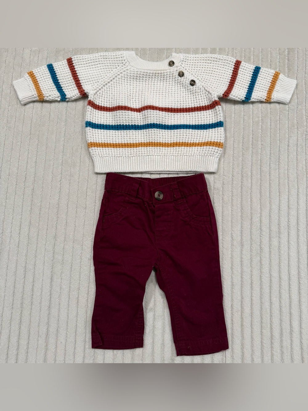 Cat & Jack-Baby Burgundy Pants and Sweater Outfit - size 0-3 Months